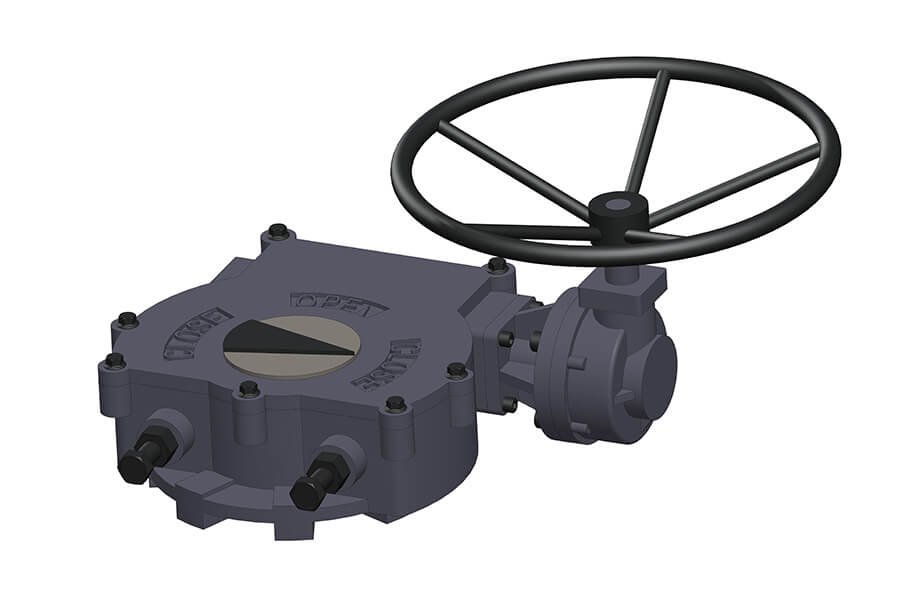 Worm Gearbox with Top Mounted Hand-Wheel (Worm + Bevel)